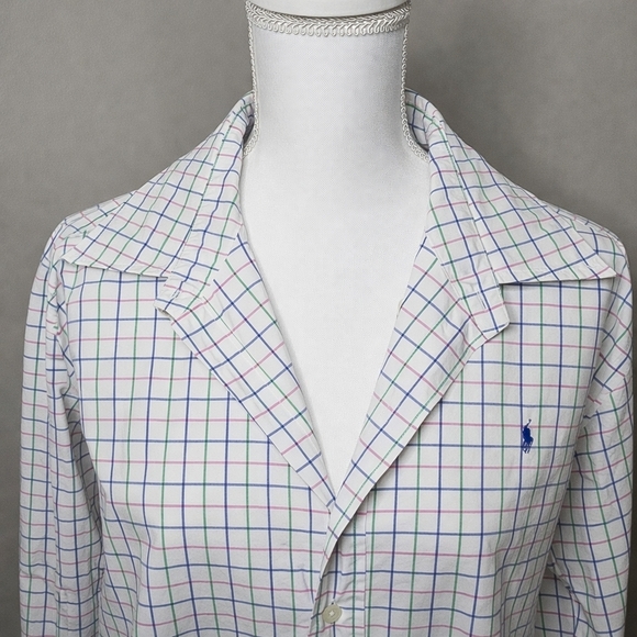 Ralph Lauren Cotton Y2K Plaid Button Up Shirt Classic Fit Preppy 2000s - Picture 2 of 12